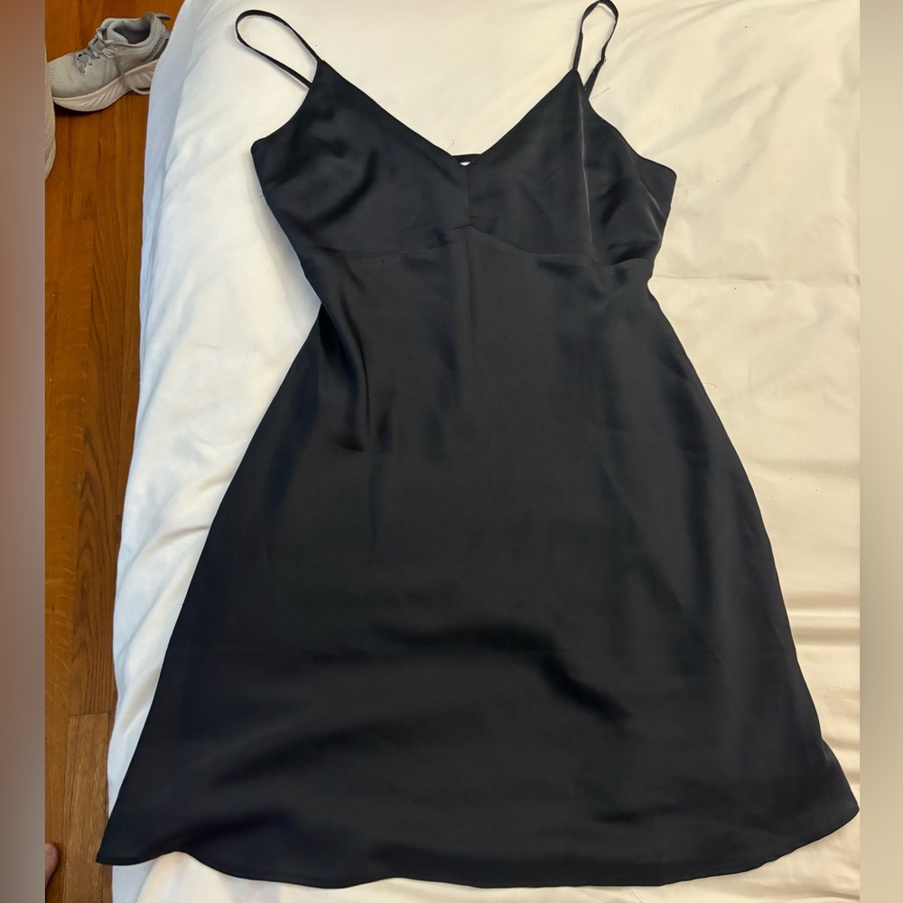 Abercrombie & Fitch Black Satin Mini Slip Dress